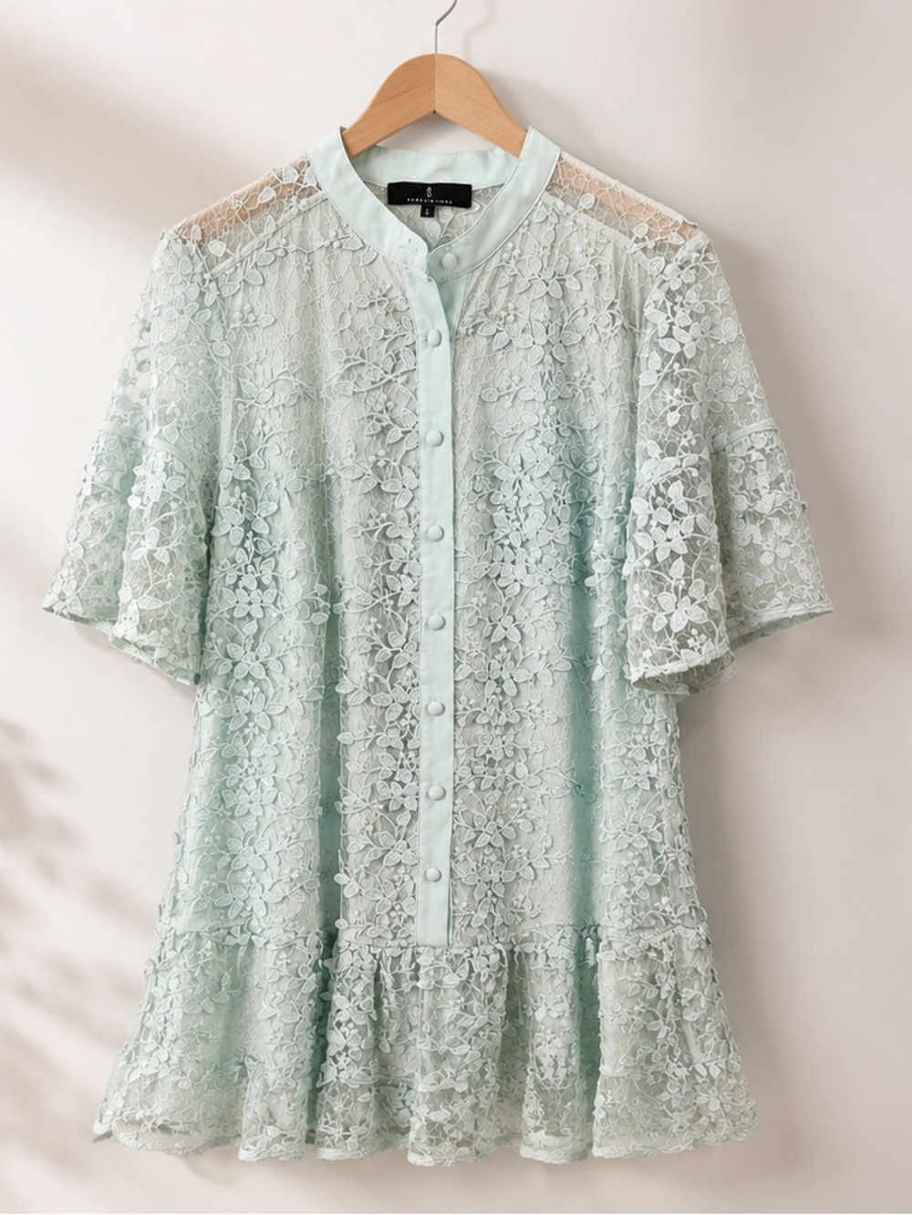 Abbey Glass Leila Collared Seafoam Lace Dress Womens Size L